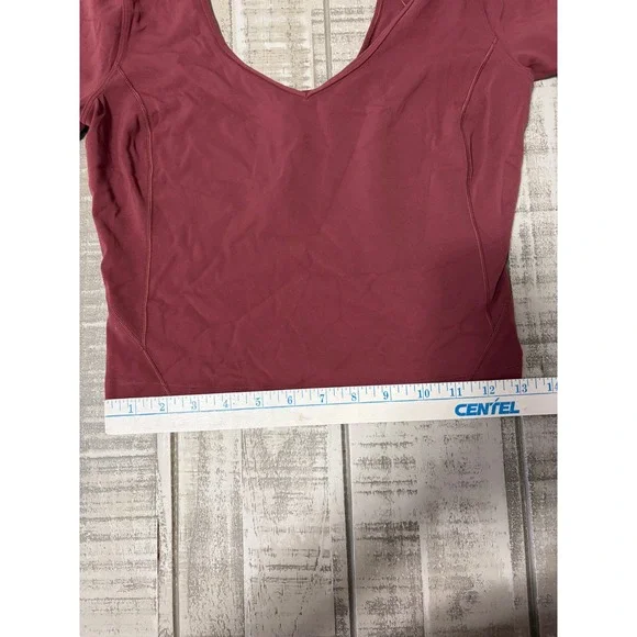 Lululemon Align Cropped T-Shirt Scoop Neck Short Sleeve Red Women's Size 6 - Picture 6 of 6